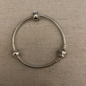 Pandora Sterling Silver Barrel Clasp Snake Chain Bracelet